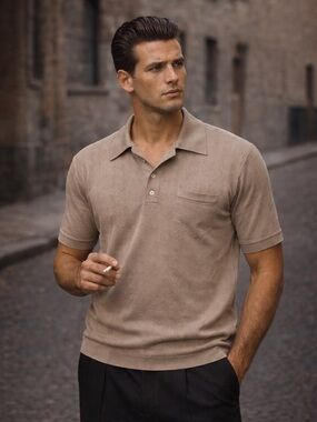 Vintage 1960's Montagut Short Sleeve Knit Polo Shirt Size 3 US M Made In France